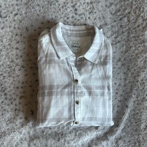 Jach’s Girlfriend | White Plaid Button-Up Oversized Shirt | Size S